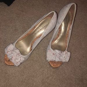 White lace heels